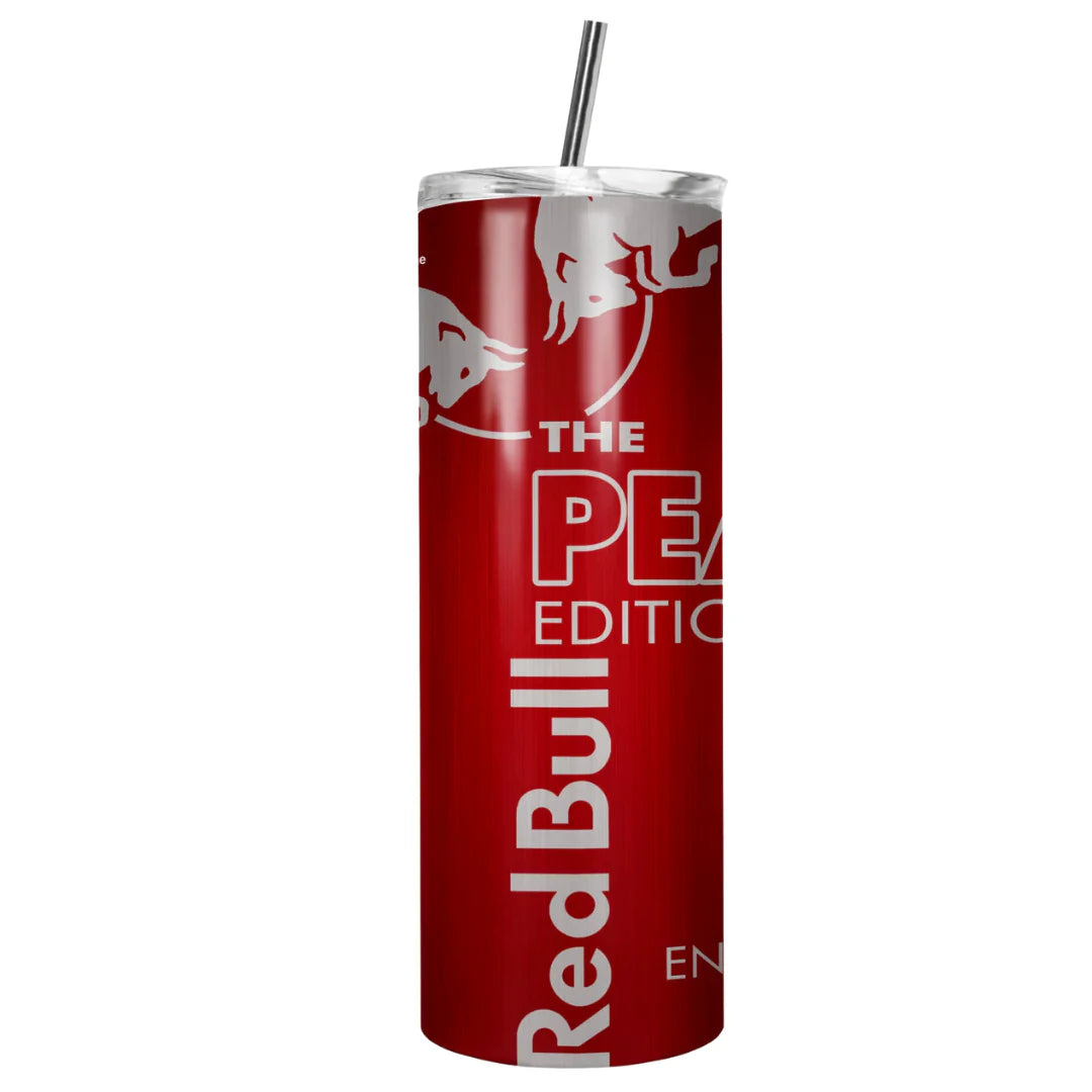 Red Bull Cup With Straw Peach Edition
